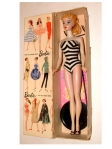 1959 N03 #850 Barbie Ponytail Blonde MIB with blue Eye Shaduw