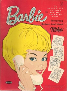 BARBIE -----INTRODUCTING BARBIE'S BEST FRIEND MIDGE AUTHORIZED WHITMAN 128 PAGE COLORING BOOK. DATES 1962.