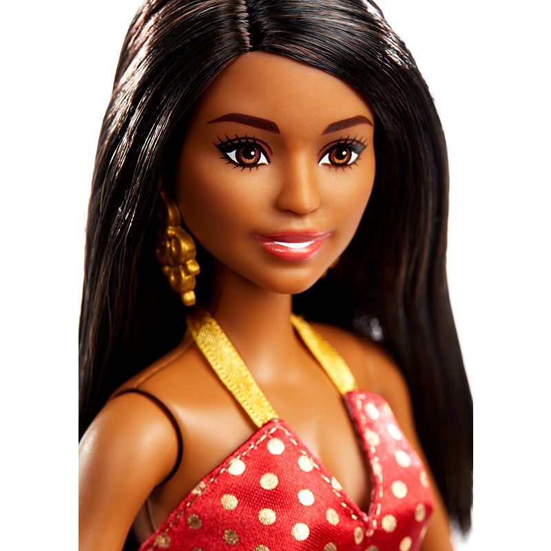 Holiday Barbie Brunette face.